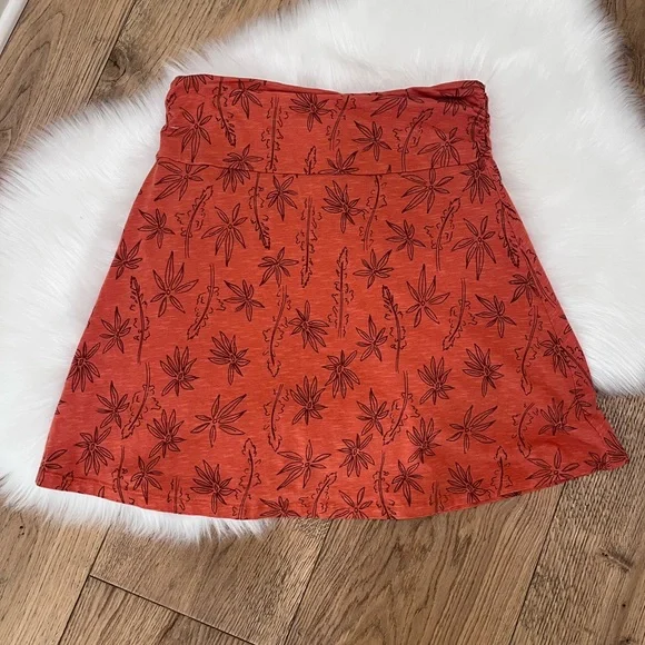 Toad&Co Orange Floral A-Line Skirt - Picture 3 of 5